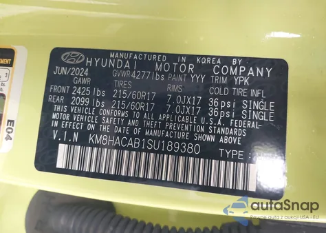 2025 Hyundai Kona Se from USA, damaged, VIN KM8HACAB1SU189380